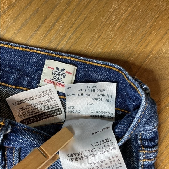 Levi’s button fly white oak cone denim slim straight raw hem Size 26 EUC - Picture 8 of 14